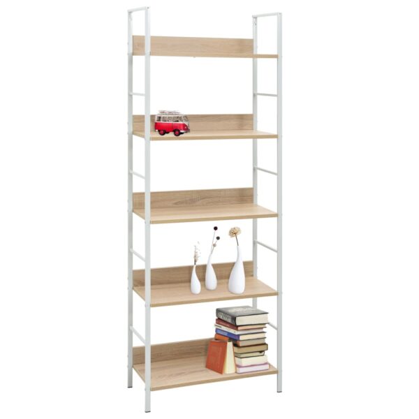 vidaXL 5-Layer Book Shelf Oak 60x27.6x158.5 cm Engineered Wood - Image 2