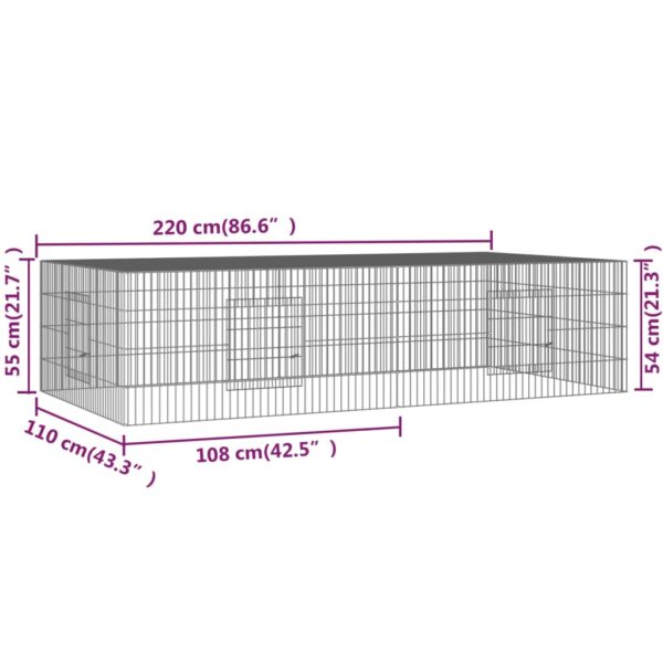 vidaXL 2-Panel Rabbit Cage 220x110x55 cm Galvanised Iron - Image 7