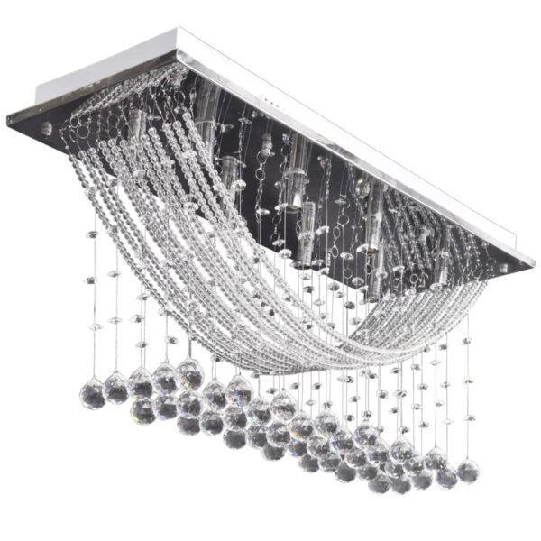 vidaXL Ceiling Lamp with Glittering Glass Crystal Beads 8 x G9 29 cm - Image 2
