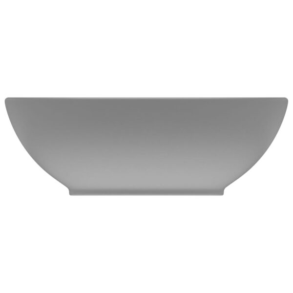 vidaXL Luxury Basin Oval-shaped Matt Light Grey 40x33 cm Ceramic - Image 3