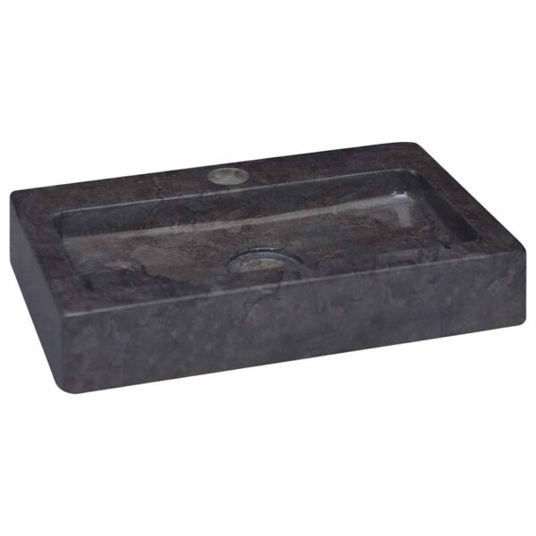 vidaXL Wall-mounted Sink Black 38x24x6.5 cm Marble - Image 2