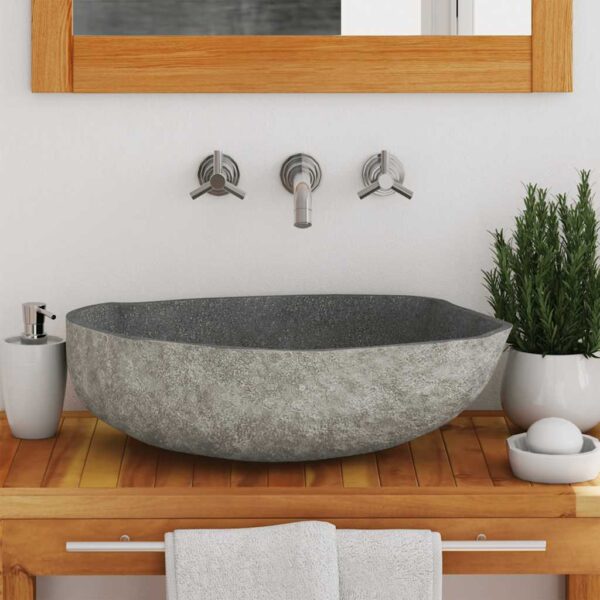 vidaXL Basin River Stone Oval (45-53)x(34-41) cm - Image 3