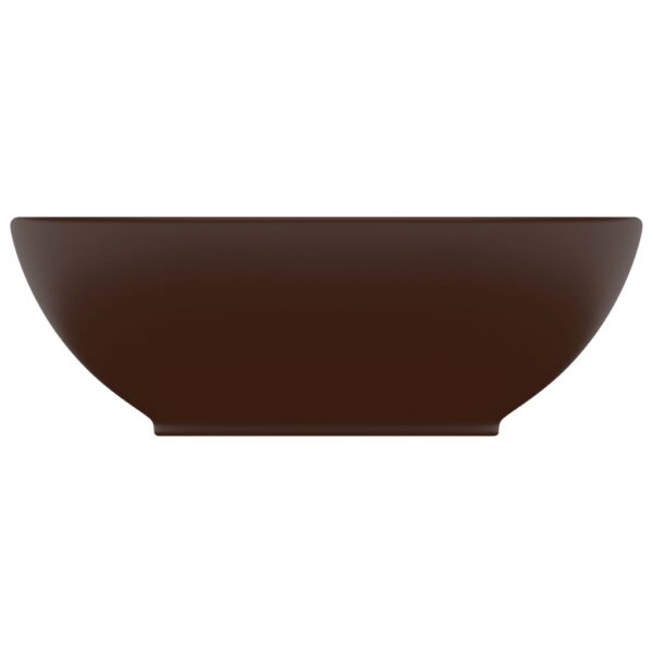 vidaXL Luxury Basin Oval-shaped Matt Dark Brown 40x33 cm Ceramic - Image 3