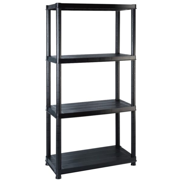 vidaXL Storage Shelf 4-Tier Black 122x30.5x130 cm Plastic - Image 2