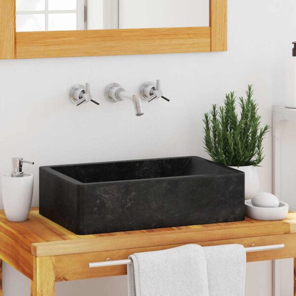 vidaXL Sink 45x30x12 cm Marble High Gloss Black - Image 1