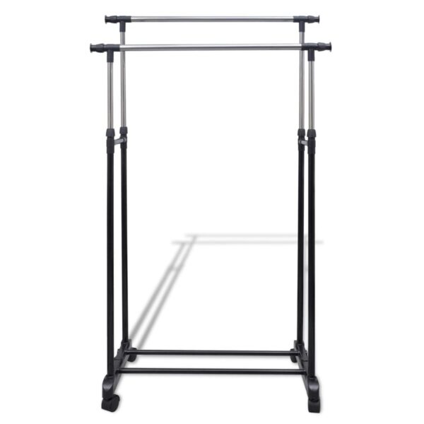 vidaXL Adjustable Clothes Rack with 2 Hanging Rails 2 pcs - Image 2