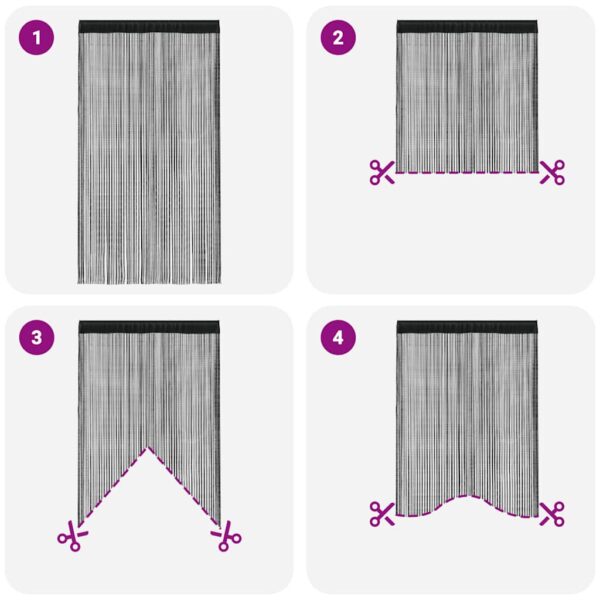vidaXL String Curtains 2 pcs 140x250 cm Black - Image 5