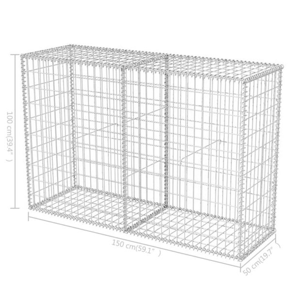 vidaXL Gabion Basket Galvanised Steel 150x50x100 cm - Image 7