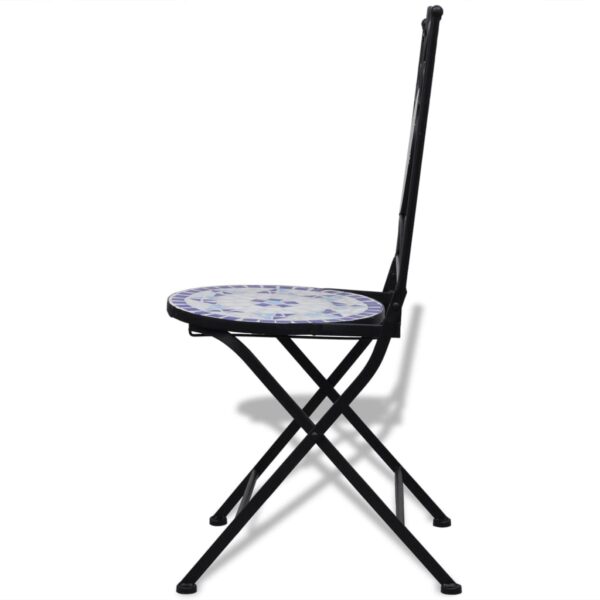 vidaXL 3 Piece Bistro Set Ceramic Tile Blue and White - Image 7