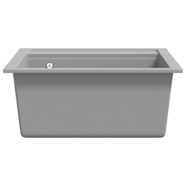 vidaXL Granite Kitchen Sink Single Basin Grey - Image 4