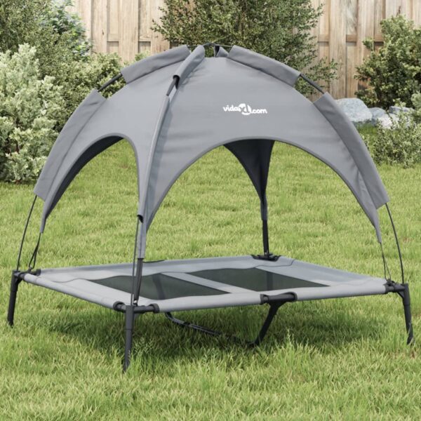 vidaXL Dog Bed with Canopy Anthracite Oxford Fabric and Steel - Image 1