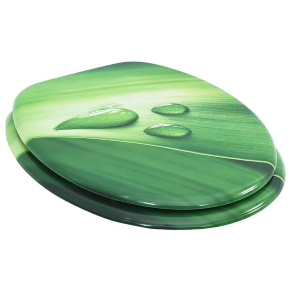 vidaXL WC Toilet Seat with Lid MDF Green Water Drop Design - Image 3