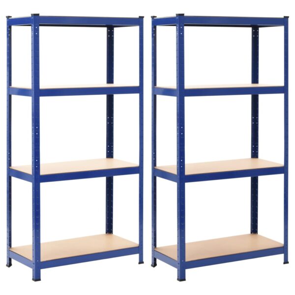 vidaXL Storage Shelves 2 pcs Blue 80x40x160 cm Steel and MDF - Image 1
