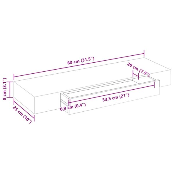 vidaXL Floating Wall Shelves with Drawers 2 pcs White 80 cm - Image 9