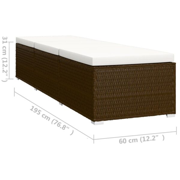 vidaXL 3 Piece Garden Sun Loungers with Tea Table Poly Rattan Brown - Image 12