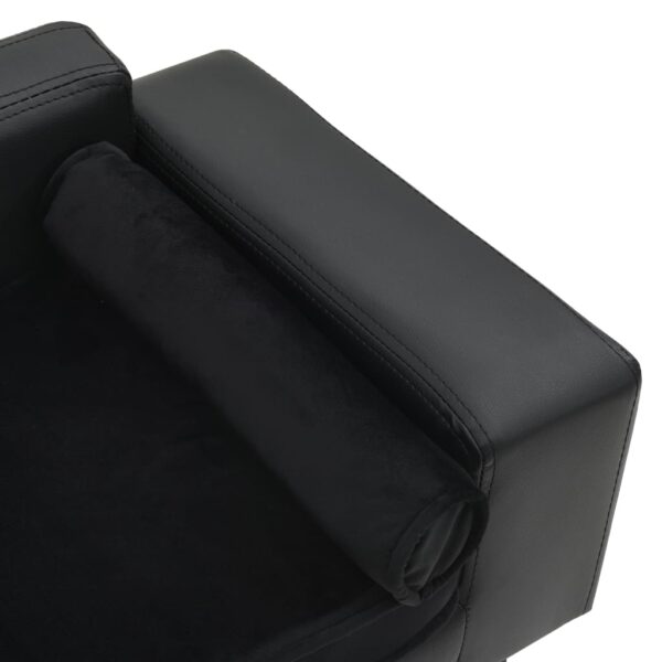 vidaXL Dog Sofa Black 81x43x31 cm Plush and Faux Leather - Image 5