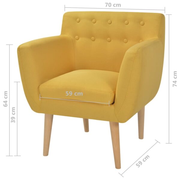 vidaXL Armchair Yellow Fabric - Image 5