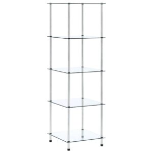 vidaXL 5-Tier Shelf Transparent 40x40x130 cm Tempered Glass