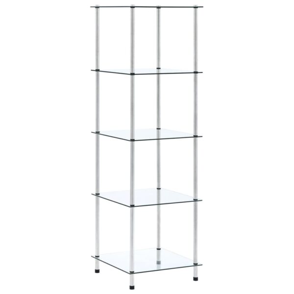 vidaXL 5-Tier Shelf Transparent 40x40x130 cm Tempered Glass - Image 1