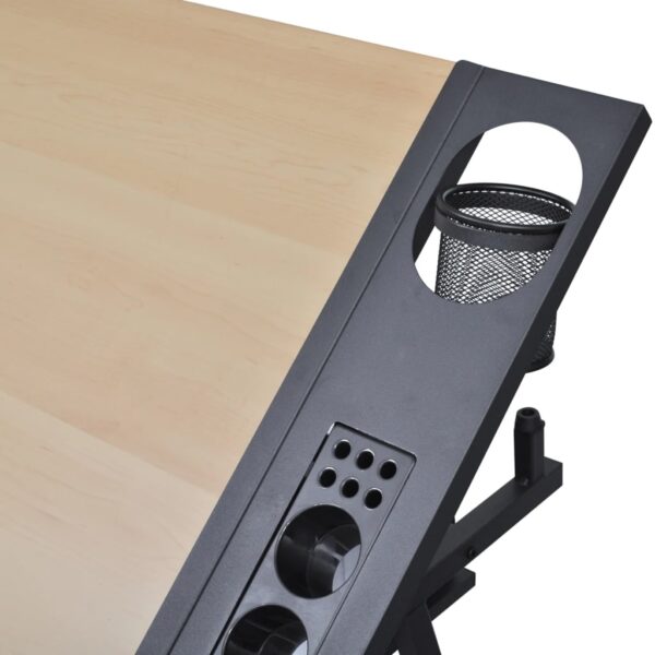 vidaXL Two Drawers Tiltable Tabletop Drawing Table with Stool - Image 5