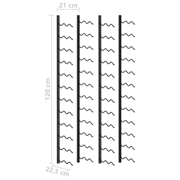 vidaXL Wall-mounted Wine Racks for 48 Bottles 2 pcs Black Iron - Image 6