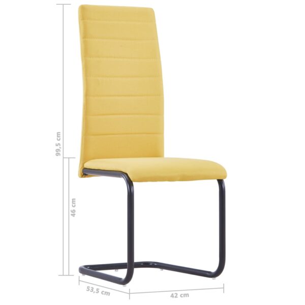 vidaXL Cantilever Dining Chairs 2 pcs Yellow Fabric - Image 8