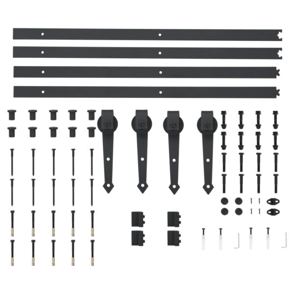 vidaXL Sliding Door Hardware Kit 2x183 cm Steel Black - Image 5