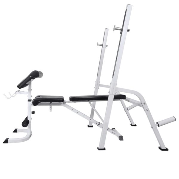 vidaXL Workout Bench with Weight Rack Barbell and Dumbbell Set 60.5kg - Image 3