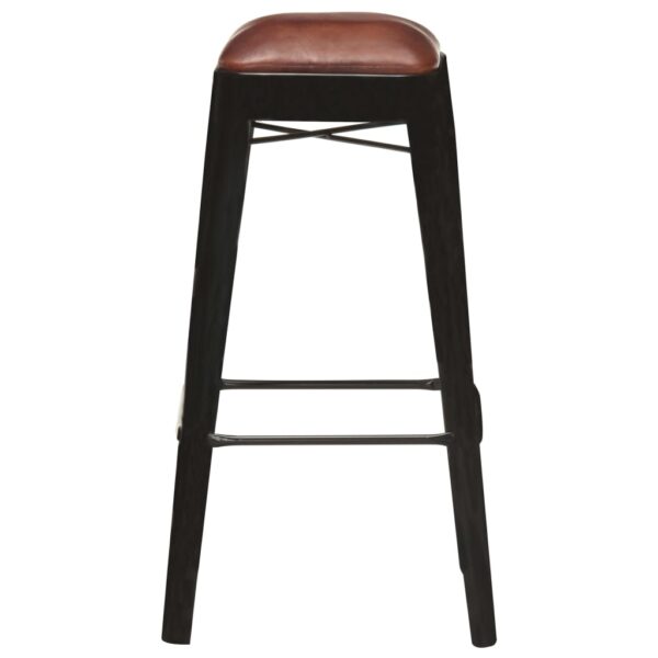 vidaXL Bar Stools 4 pcs Black Real Leather - Image 3