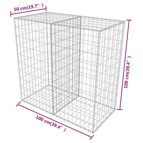 vidaXL Gabion Basket Galvanised Steel 100x50x100 cm - Image 8