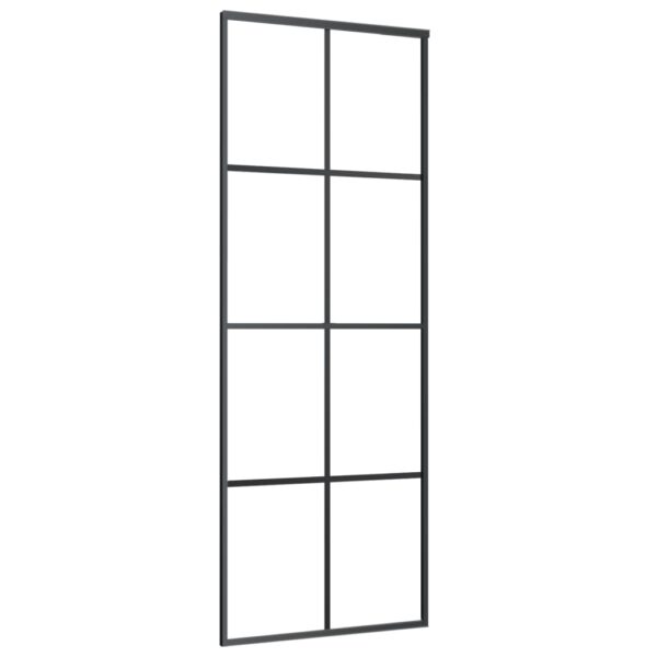 vidaXL Sliding Door Aluminium and ESG Glass 76x205 cm Black - Image 2