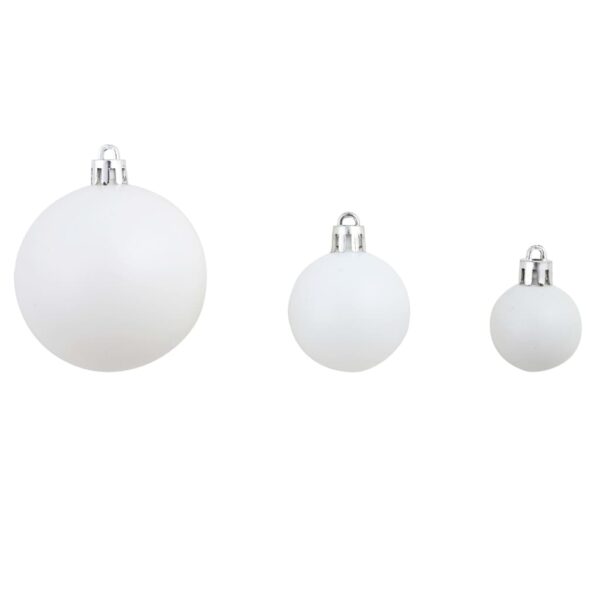 vidaXL 100 Piece Christmas Ball Set 3/4/6 cm White/Grey - Image 6