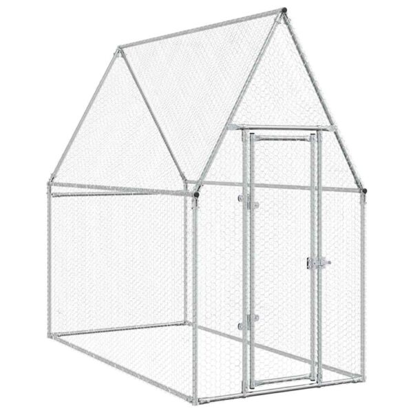 vidaXL Chicken Cage Silver 200x100x190 cm Galvanised Steel - Image 2