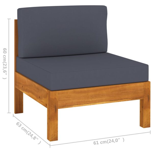 vidaXL 10 Piece Garden Lounge Set with Dark Grey Cushions Acacia Wood - Image 7