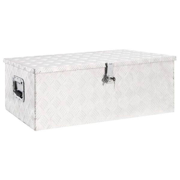 vidaXL Storage Box Silver 90x47x33.5 cm Aluminium - Image 1