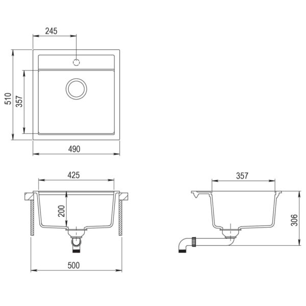 vidaXL Granite Kitchen Sink Single Basin Grey - Image 8