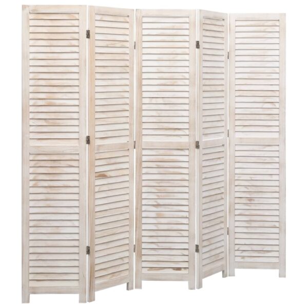 vidaXL 5-Panel Room Divider 175x165 cm Wood - Image 3