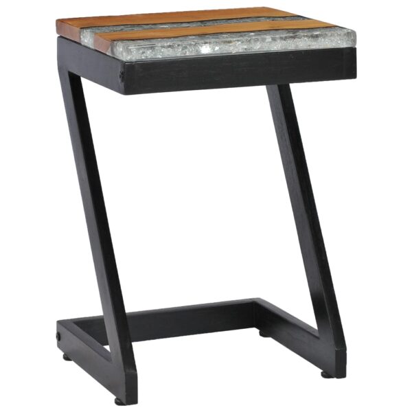 vidaXL Coffee Table 30x30x50 cm Solid Teak Wood and Polyresin - Image 11