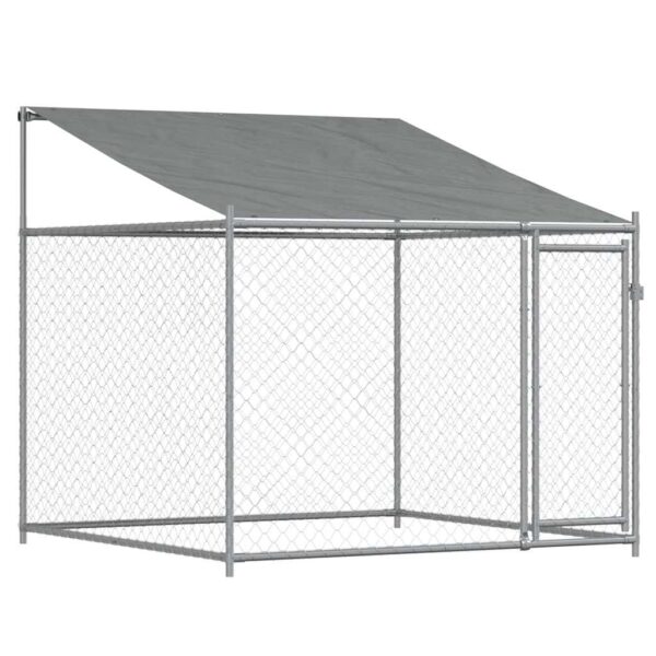 vidaXL Dog Cage with Roof and Door Grey 2x2x2 m Galvanised Steel - Image 2