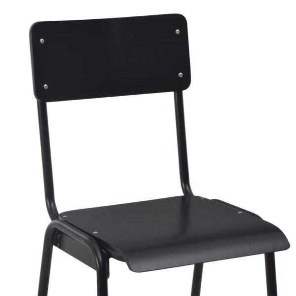 vidaXL Bar Chairs 2 pcs Black Solid Plywood Steel - Image 6