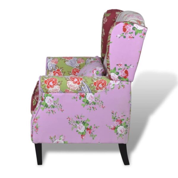 vidaXL Armchair with Patchwork Design Fabric - Image 4