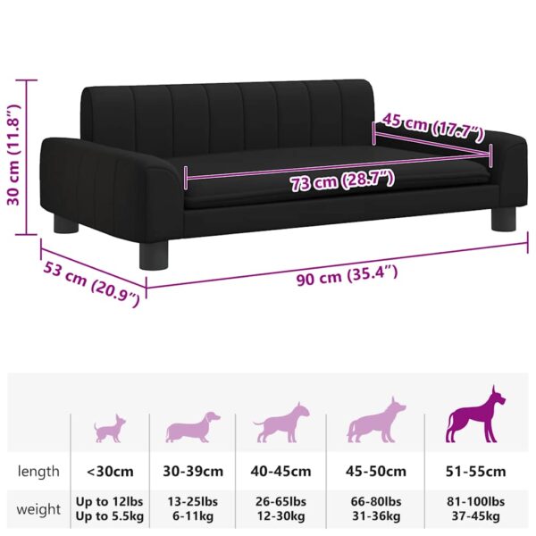 vidaXL Dog Bed Black 90x53x30 cm Faux Leather - Image 7