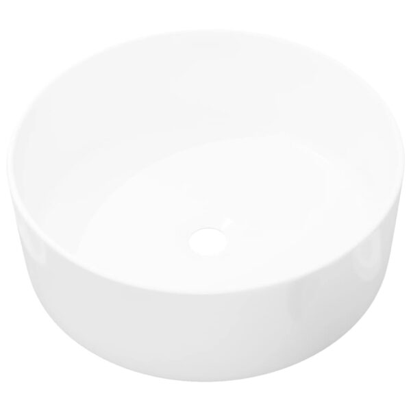 vidaXL Basin Round Ceramic White 40x15 cm - Image 2