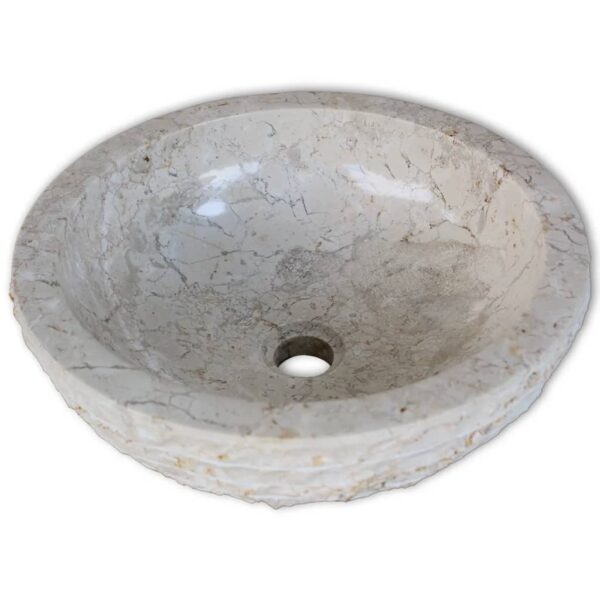 vidaXL Basin Marble 40 cm Cream - Image 3