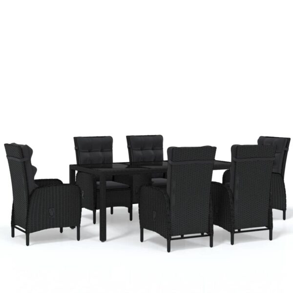 vidaXL 7 Piece Garden Dining Set Poly Rattan Black - Image 2