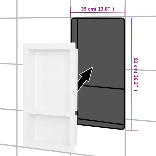 vidaXL Shower Niche with 2 Compartments High Gloss White 41x69x9 cm - Image 6