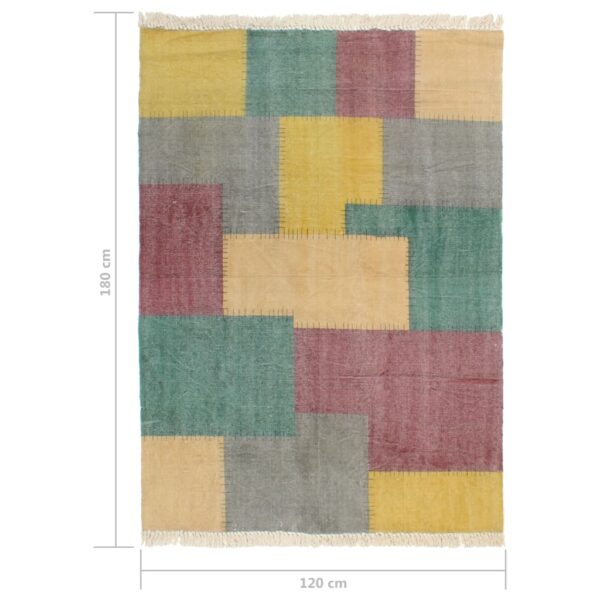 vidaXL Handwoven Kilim Rug Cotton 120x180 cm Printed Multicolour - Image 6