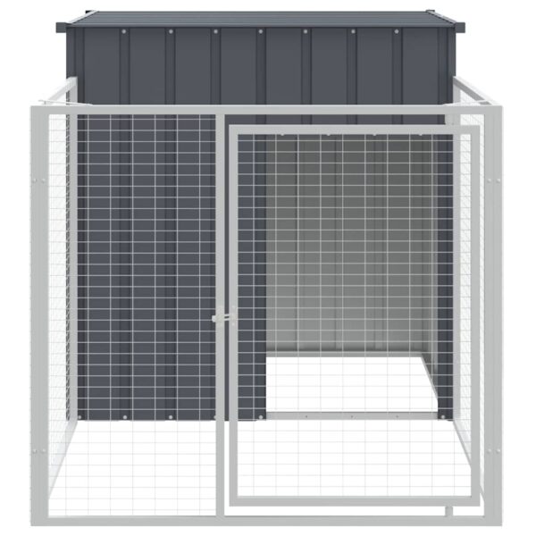 vidaXL Dog House with Run Anthracite 110x201x110 cm Galvanised Steel - Image 3