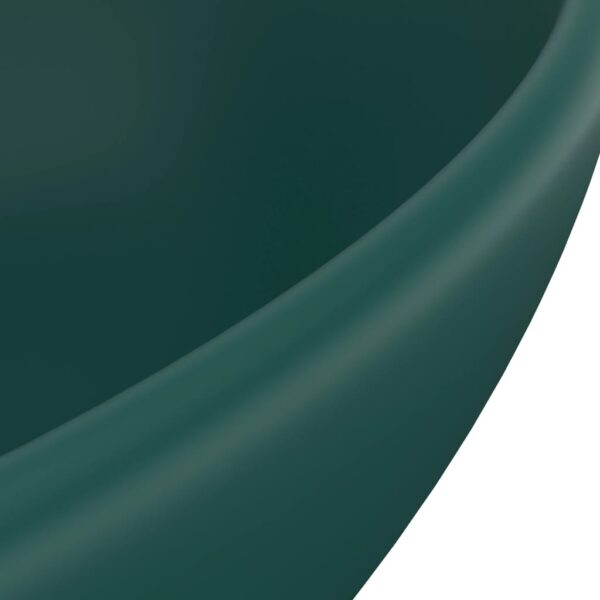 vidaXL Luxury Basin Oval-shaped Matt Dark Green 40x33 cm Ceramic - Image 5