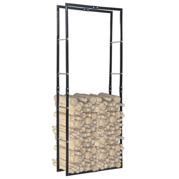 vidaXL Firewood Rack Black 80x25x200 cm Steel - Image 1